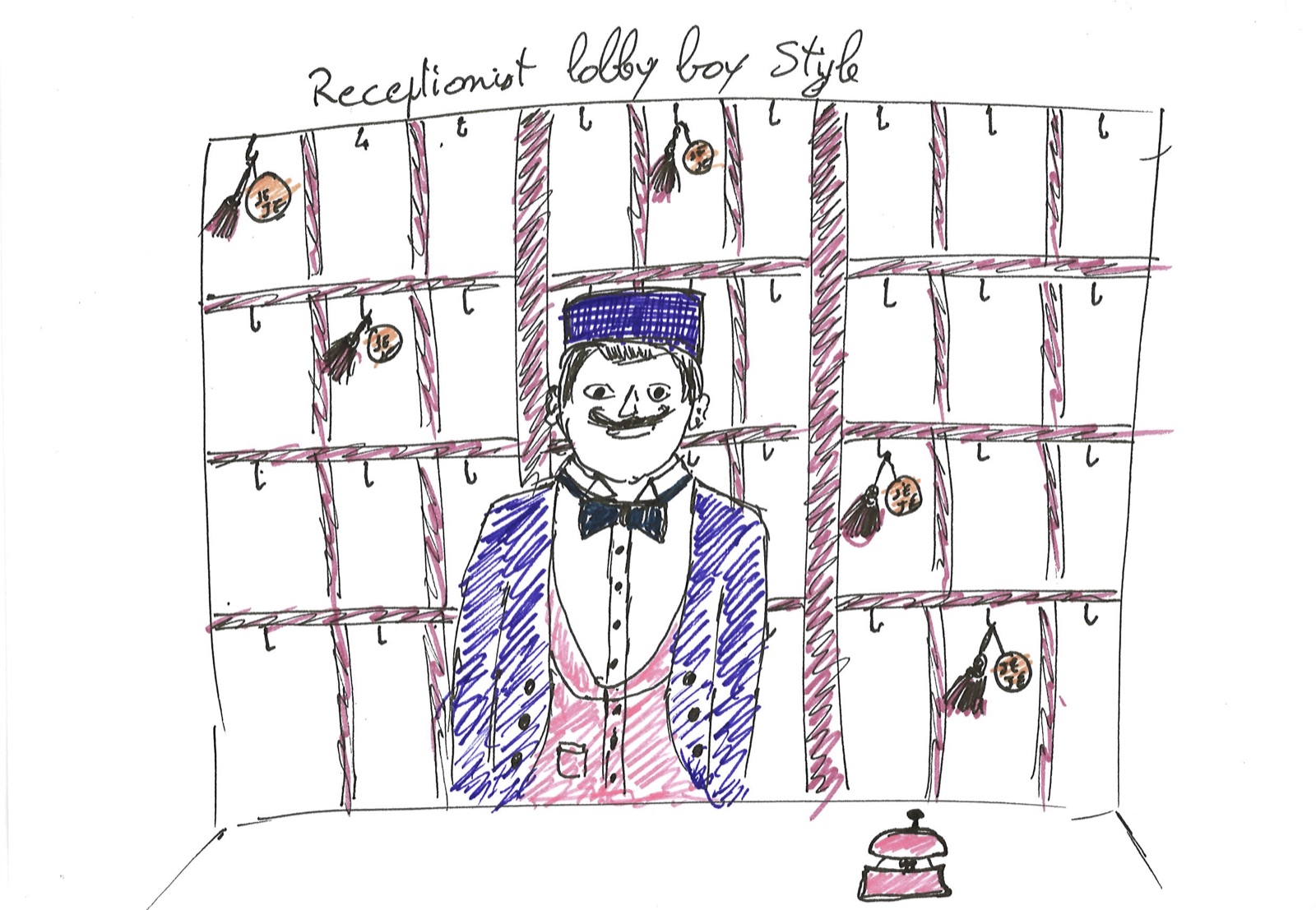 JéJé Chaya — Receptionist Lobby Boy Style concierge illustration