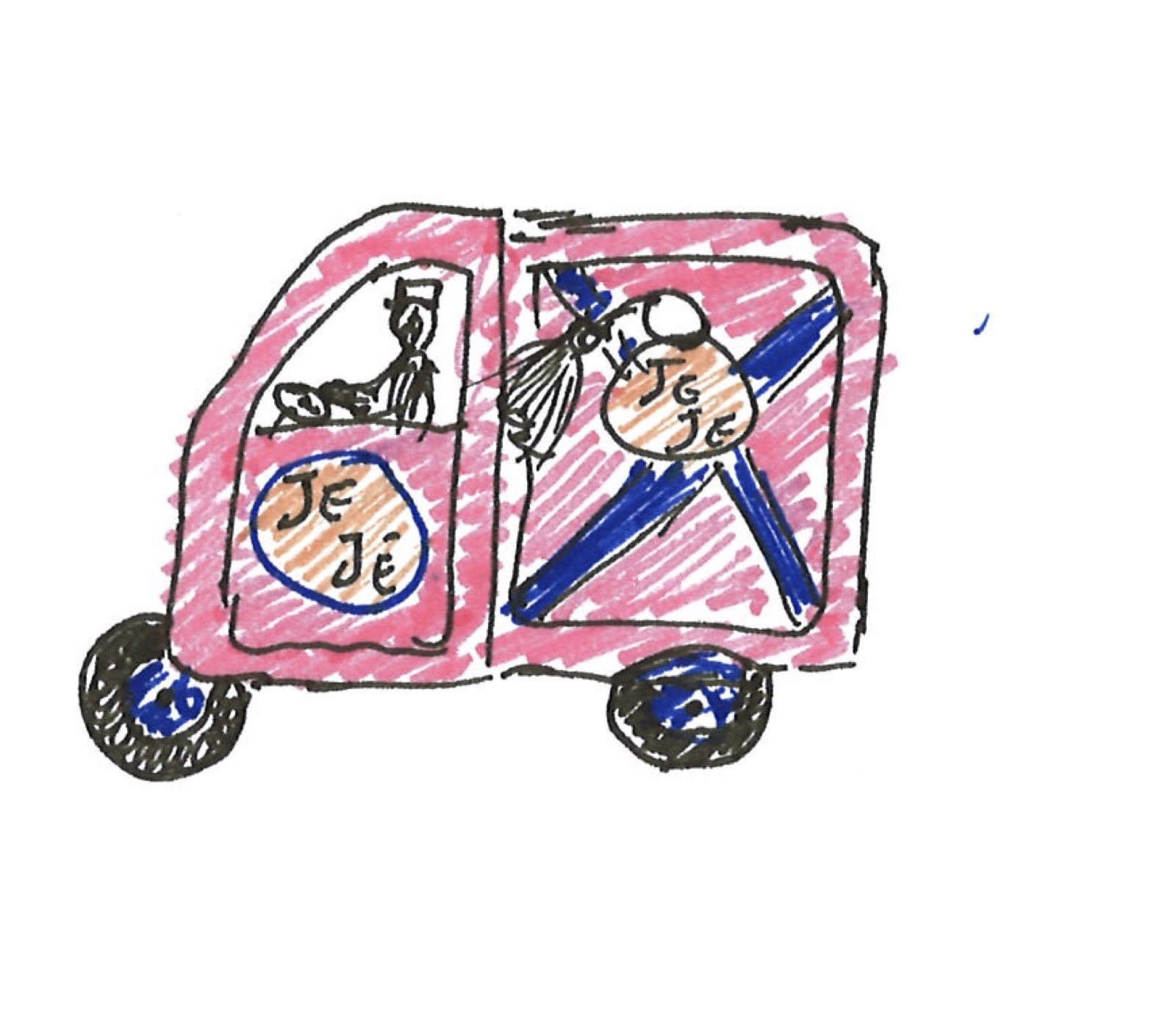 JéJé Chaya delivery — hand-drawn delivery truck illustration by Jérôme Tauvron