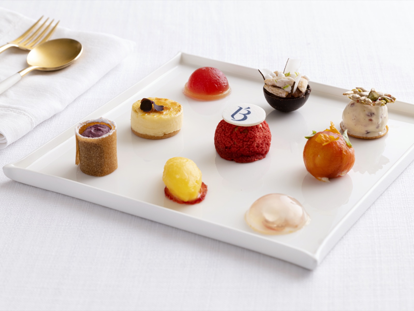 Dessert selection — petit fours and sweets at LUMIÈRES JéJé
