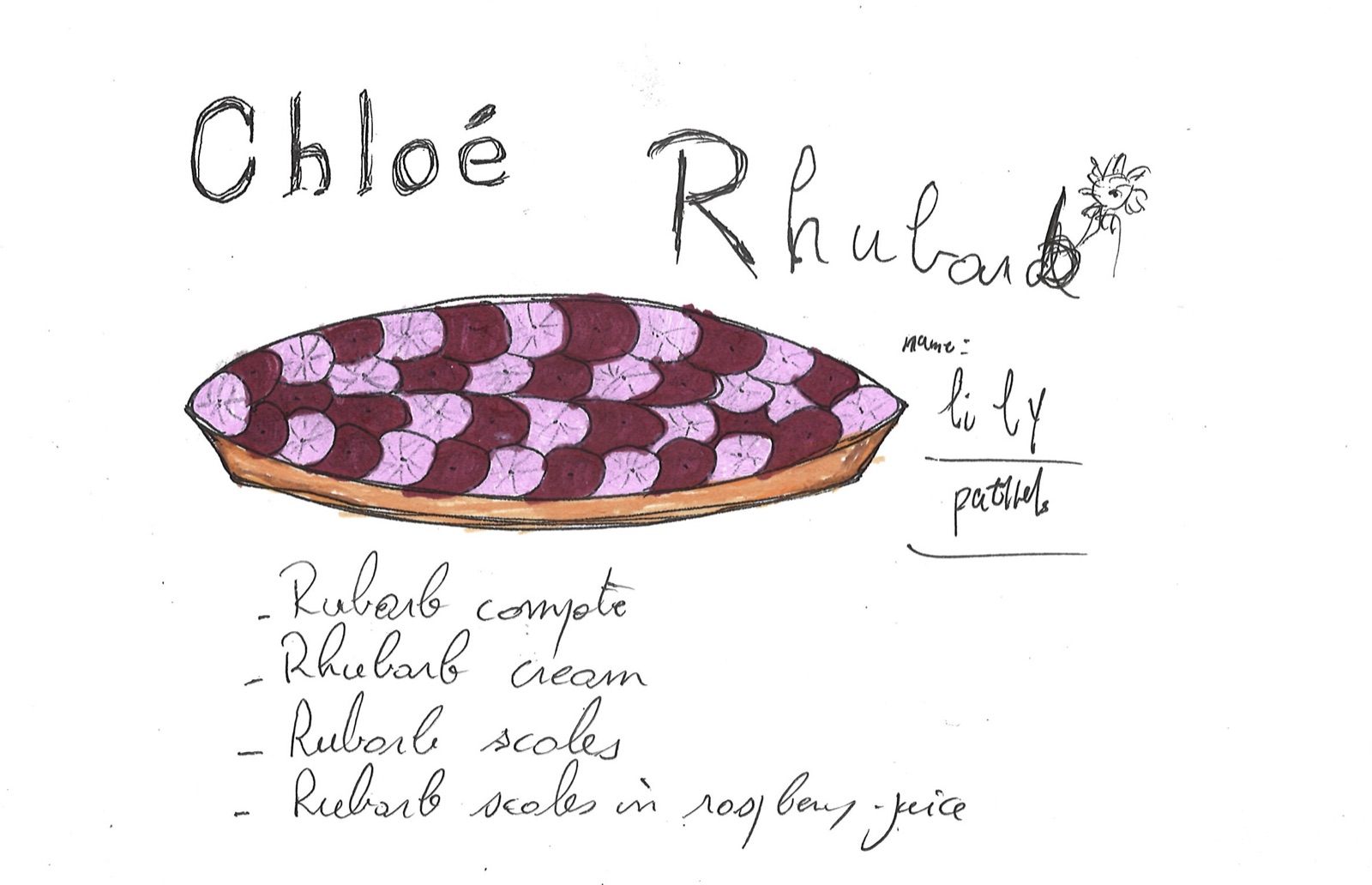 Chloé Rhubarb — tart sketch by Jérôme Tauvron
